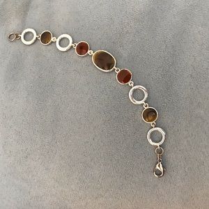 Orange and Silver Bracelet, 7 inches